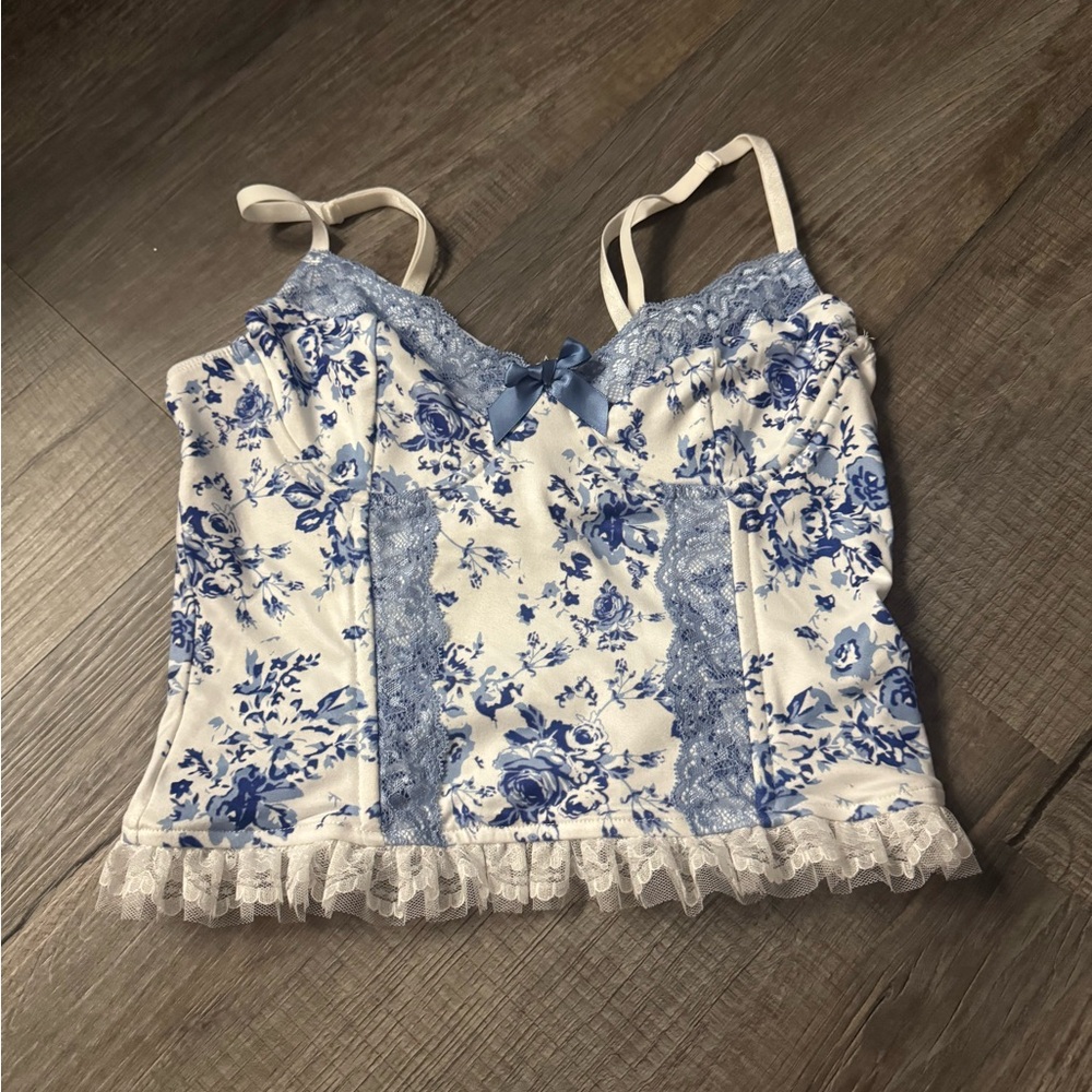 Floral Lace Trim Cami Top